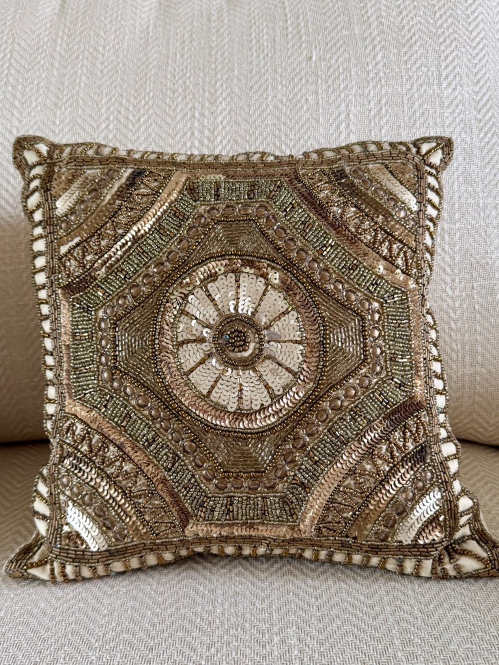 Pier 1 Gold and Brown Beaded Accent Pillows - Pair - Picture 7 of 10